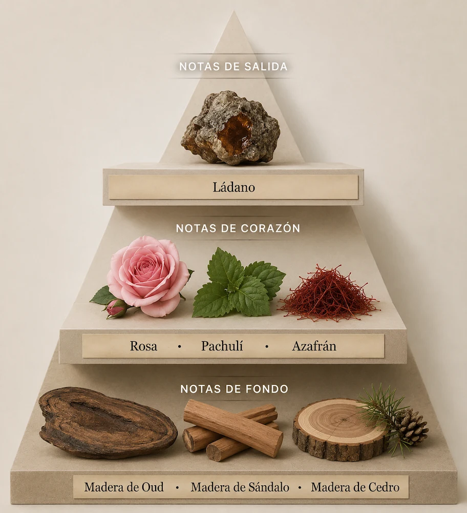 Pirámide Olfativa Oud Rosa BCN — Luzaris